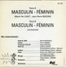  (Dan Hamer - Masculin - Féminin)