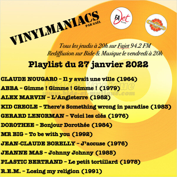 Vinylmaniacs - Emission n°199 (27 janvier 2022)