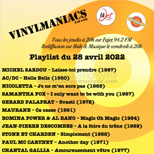 Vinylmaniacs - Emission n°210 (28 avril 2022)